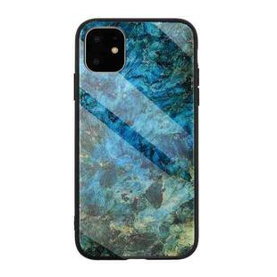Marble Pattern Glass Protective Case For iPhone 12 / 12 Pro(Dark Blue)