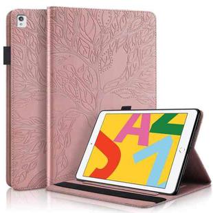 For iPad 10.2 / iPad Pro 10.5 inch Life Tree Series Horizontal Flip Leather Case with Holder & Card Slots & Pen Slot & Sleep / Wake-up Function(Rose Gold)