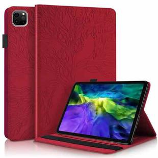 For iPad Pro 11 (2020) Life Tree Series Horizontal Flip Leather Tablet Case with Holder & Card Slots & Pen Slot & Sleep / Wake-up Function(Red)