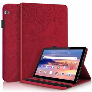 For Huawei MediaPad T5 10.1 inch Life Tree Series Horizontal Flip Leather Case with Holder & Card Slots & Pen Slot(Red)