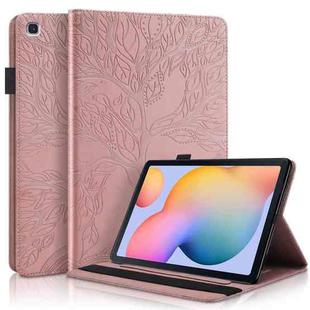 For Samsung Galaxy Tab S6 Lite P610 Life Tree Series Horizontal Flip Leather Case with Holder & Card Slots & Pen Slot(Rose Gold)