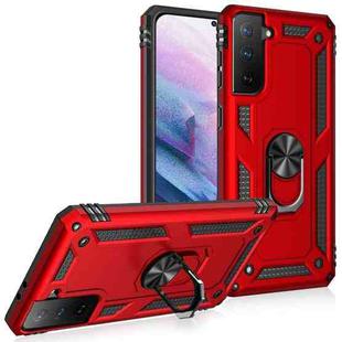 For Samsung Galaxy S21+ 5G Shockproof TPU + PC Protective Case with 360 Degree Rotating Holder(Red)
