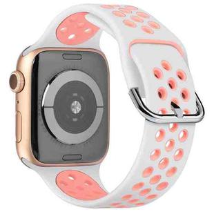 Two-tone Silicone Watch Band For Apple Watch Series 7 41mm / 6 & SE & 5 & 4 40mm / 3 & 2 & 1 38mm(White Pink)