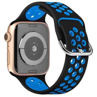 Two-tone Silicone Watch Band For Apple Watch Series 7 41mm / 6 & SE & 5 & 4 40mm / 3 & 2 & 1 38mm(Black Blue)