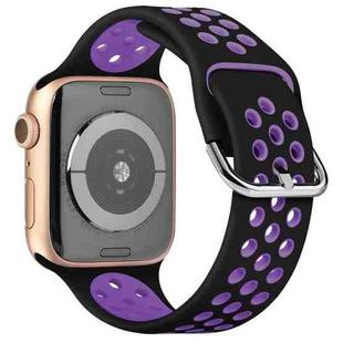 Two-tone Silicone Watch Band For Apple Watch Series 7 41mm / 6 & SE & 5 & 4 40mm / 3 & 2 & 1 38mm(Black Dark Purple)