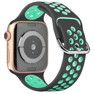 Two-tone Silicone Watch Band For Apple Watch Series 7 41mm / 6 & SE & 5 & 4 40mm / 3 & 2 & 1 38mm(Grey Teal)