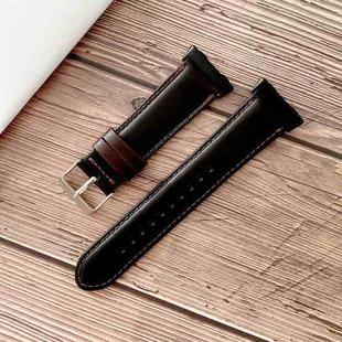 For OPPO Watch 41mm Crazy Horse Texture Leather Watch Band(Black)