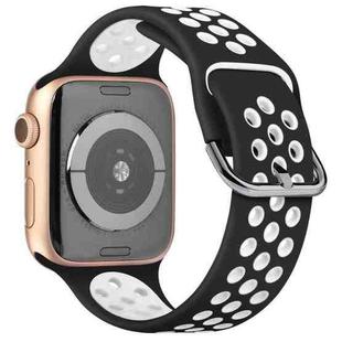 Two-tone Silicone Watch Band For Apple Watch Series 7 45mm / 6 & SE & 5 & 4 44mm / 3 & 2 & 1 42mm(Black White)