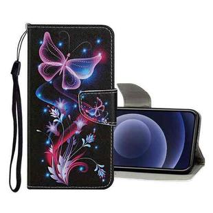 For iPhone 12 mini Colored Drawing Pattern Horizontal Flip Leather Case with Holder & Card Slots & Wallet (Fluorescent Butterfly)