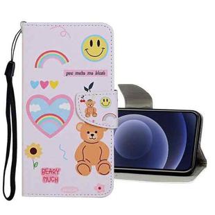 For iPhone 12 mini Colored Drawing Pattern Horizontal Flip Leather Case with Holder & Card Slots & Wallet (Smiley Bear)