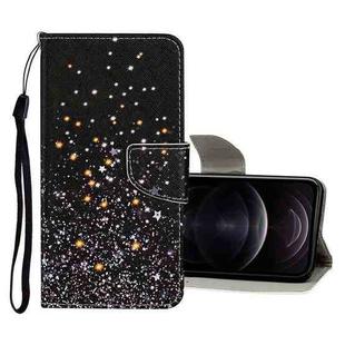 For iPhone 12 / 12 Pro Colored Drawing Pattern Horizontal Flip Leather Case with Holder & Card Slots & Wallet(Black Five-pointed Star)