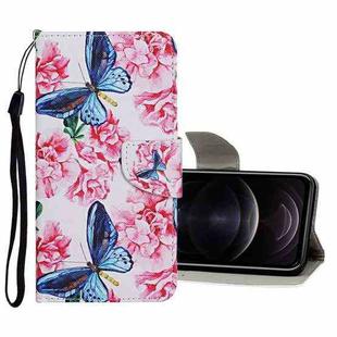 For iPhone 12 / 12 Pro Colored Drawing Pattern Horizontal Flip Leather Case with Holder & Card Slots & Wallet(Dragonfly Flower)