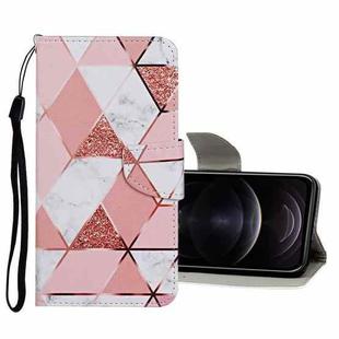 For iPhone 12 / 12 Pro Colored Drawing Pattern Horizontal Flip Leather Case with Holder & Card Slots & Wallet(Marble)