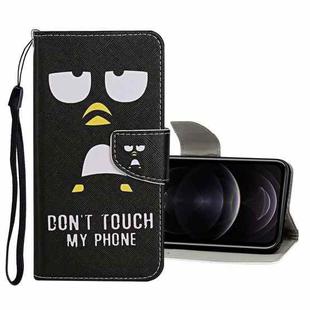 For iPhone 12 / 12 Pro Colored Drawing Pattern Horizontal Flip Leather Case with Holder & Card Slots & Wallet(Penguin)