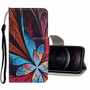 For iPhone 12 / 12 Pro Colored Drawing Pattern Horizontal Flip Leather Case with Holder & Card Slots & Wallet(Colorful Flowers)