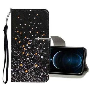 For iPhone 12 Pro Max Colored Drawing Pattern Horizontal Flip Leather Case with Holder & Card Slots & Wallet(Black Five-pointed Star)