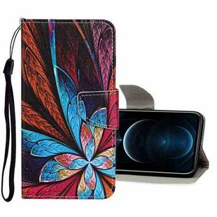 For iPhone 12 Pro Max Colored Drawing Pattern Horizontal Flip Leather Case with Holder & Card Slots & Wallet(Colorful Flowers)