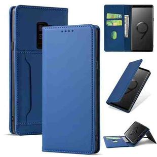 For Samsung Galaxy S9 Strong Magnetism Liquid Feel Horizontal Flip Leather Case with Holder & Card Slots & Wallet(Blue)