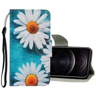 For iPhone 12 / 12 Pro 3D Colored Drawing Horizontal Flip PU Leather Case with Holder & Card Slots & Wallet(Chrysanthemum)