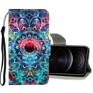 For iPhone 12 / 12 Pro 3D Colored Drawing Horizontal Flip PU Leather Case with Holder & Card Slots & Wallet(Mandala)