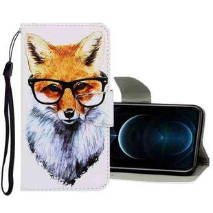 For iPhone 12 Pro Max 3D Colored Drawing Horizontal Flip PU Leather Case with Holder & Card Slots & Wallet(Fox)