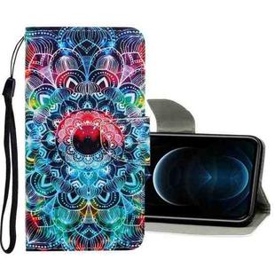 For iPhone 12 Pro Max 3D Colored Drawing Horizontal Flip PU Leather Case with Holder & Card Slots & Wallet(Mandala)