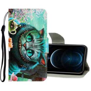 For iPhone 12 Pro Max 3D Colored Drawing Horizontal Flip PU Leather Case with Holder & Card Slots & Wallet(Green Eyes)
