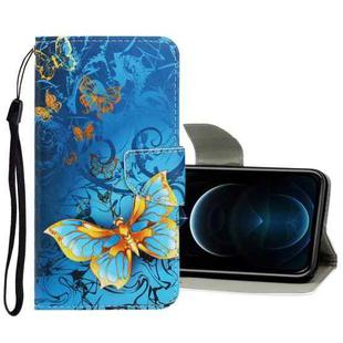 For iPhone 12 Pro Max 3D Colored Drawing Horizontal Flip PU Leather Case with Holder & Card Slots & Wallet(Jade Butterfly)