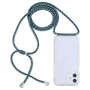 For iPhone 12 mini Transparent Acrylic Airbag Shockproof Phone Protective Case with Lanyard (Green White Blue)