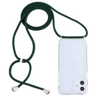 For iPhone 12 mini Transparent Acrylic Airbag Shockproof Phone Protective Case with Lanyard (Dark Green)
