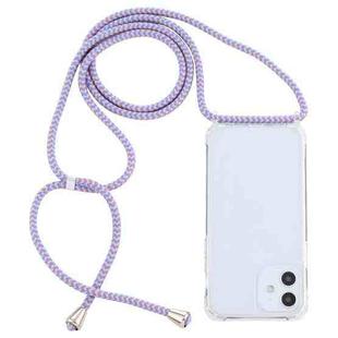 For iPhone 12 mini Transparent Acrylic Airbag Shockproof Phone Protective Case with Lanyard (Purple Blue Apricot)