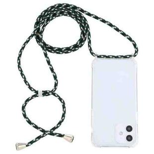 For iPhone 12 mini Transparent Acrylic Airbag Shockproof Phone Protective Case with Lanyard (Green Beige Black)