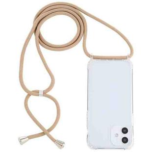 For iPhone 12 mini Transparent Acrylic Airbag Shockproof Phone Protective Case with Lanyard (Camel)