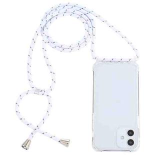 For iPhone 12 mini Transparent Acrylic Airbag Shockproof Phone Protective Case with Lanyard (White Grey Rough Grain)