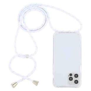 For iPhone 12 Pro Max Transparent Acrylic Airbag Shockproof Phone Protective Case with Lanyard(White Gold)