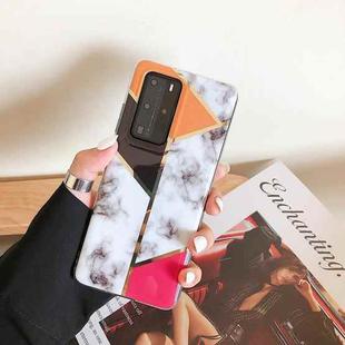 For Huawei P40 Electroplating Stitching Marble Pattern TPU Protective Case(Three-color Stitching)