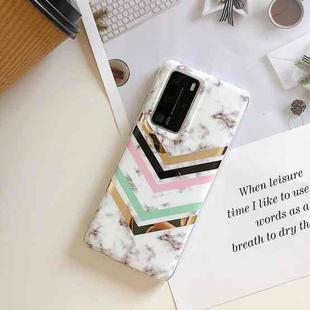 For Huawei P40 Pro Electroplating Stitching Marble Pattern TPU Protective Case(Multicolor V Line)