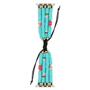 Bohemian Style Soft Ceramic Beaded Strap For Apple Series 7 41mm / 6 & SE & 5 & 4 40mm / 3 & 2 & 1 38mm(Blue)