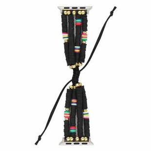 Bohemian Style Soft Ceramic Beaded Strap For Apple Series 7 41mm / 6 & SE & 5 & 4 40mm / 3 & 2 & 1 38mm(Black)