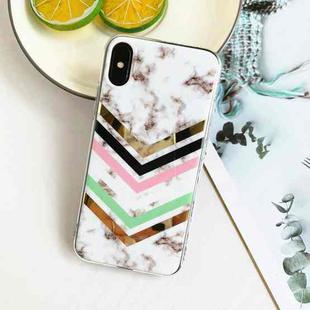 Electroplating Stitching Marble Pattern TPU Protective Case For iPhone XR(Multicolor V Line)