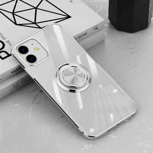All-inclusive Electroplating Silicone Case with Ring Holder For iPhone 12 / 12 Pro(Silver)