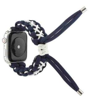 Braided Umbrella Cord Strap For Apple Series 7 41mm / 6 & SE & 5 & 4 40mm / 3 & 2 & 1 38mm(Royal Blue White)