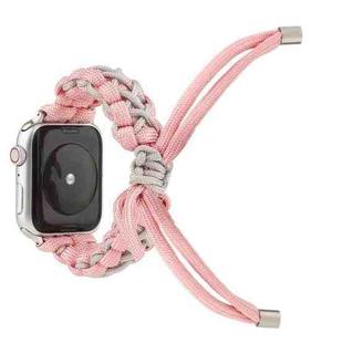 Braided Umbrella Cord Strap For Apple Series 7 45mm / 6 & SE & 5 & 4 44mm / 3 & 2 & 1 42mm(Pink)