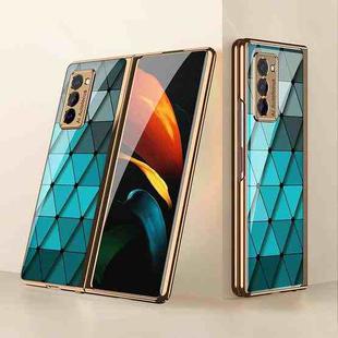 For Samsung Galaxy Z Fold2 GKK Electroplating Painted Glass Case(Diamond Blue)