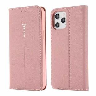 For iPhone 12 Pro Max GEBEI PU+TPU Horizontal Flip Protective Case with Holder & Card Slots(Rose Gold)