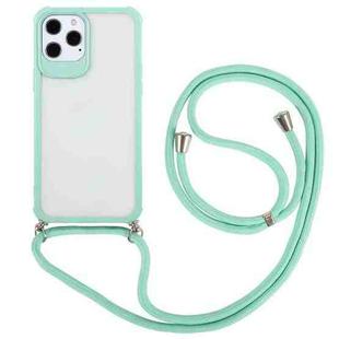 For iPhone 12 / 12 Pro Macaron Color Phone Case with Lanyard(Green)