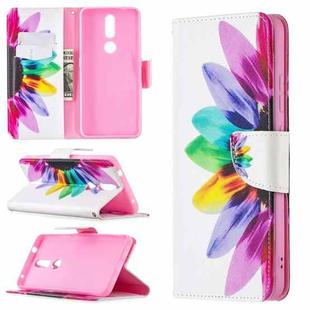 For Nokia 2.4 Colored Drawing Pattern Horizontal Flip Leather Case with Holder & Card Slots & Wallet(Sun Flower)