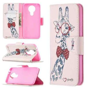 For Nokia 3.4 Colored Drawing Pattern Horizontal Flip Leather Case with Holder & Card Slots & Wallet(Giraffe)
