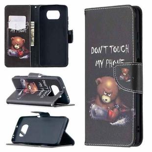 For Xiaomi Mi Poco X3 Colored Drawing Pattern Horizontal Flip Leather Case with Holder & Card Slots & Wallet(Bear)