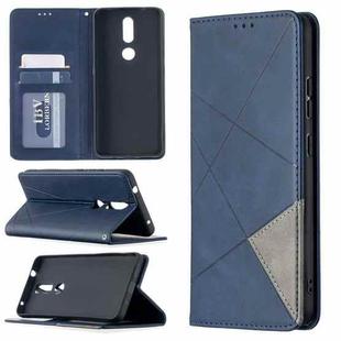 For Nokia 2.4 Rhombus Texture Horizontal Flip Magnetic Leather Case with Holder & Card Slots(Blue)